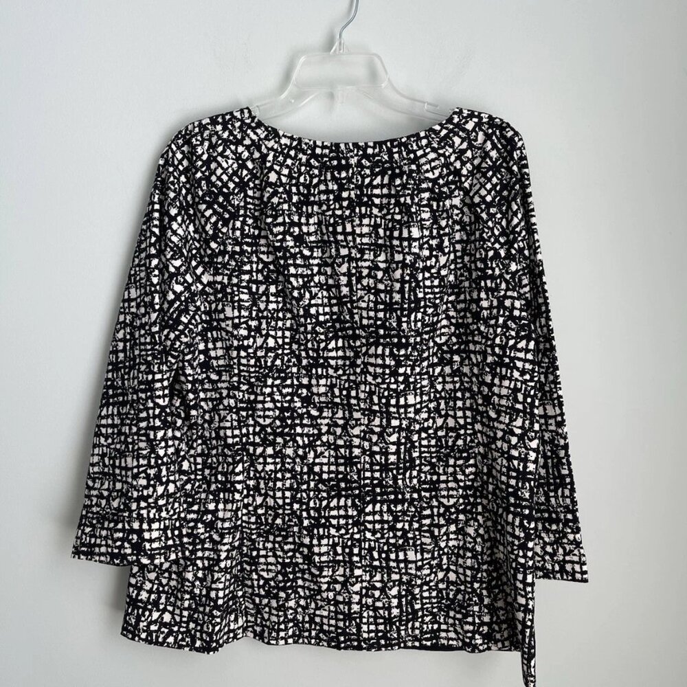 Lafayette 148 Black White Print 3/4 Sleeve Belted Jacket - Picture 3 of 8